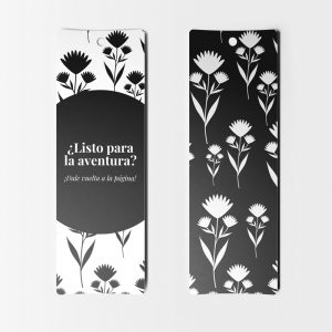 Separadores Creativos patrón negro de flores dale vuelta a la pagina